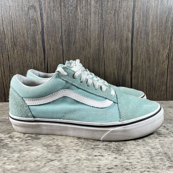 Vans Off The Wall Sneaker Women Size 7 Suede Canvas Low Teal Light Aqua Blue - Picture 2 of 7